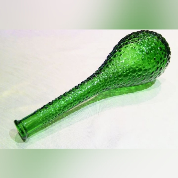 Empoli made in Italy. 15' green bubble Glass vase. Vintage MCM. - Picture 2 of 13